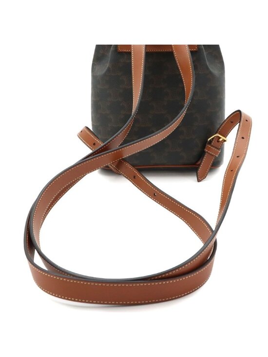 Celine Trio Mini Folco Backpack Leather Tan Brown Gold main image 4